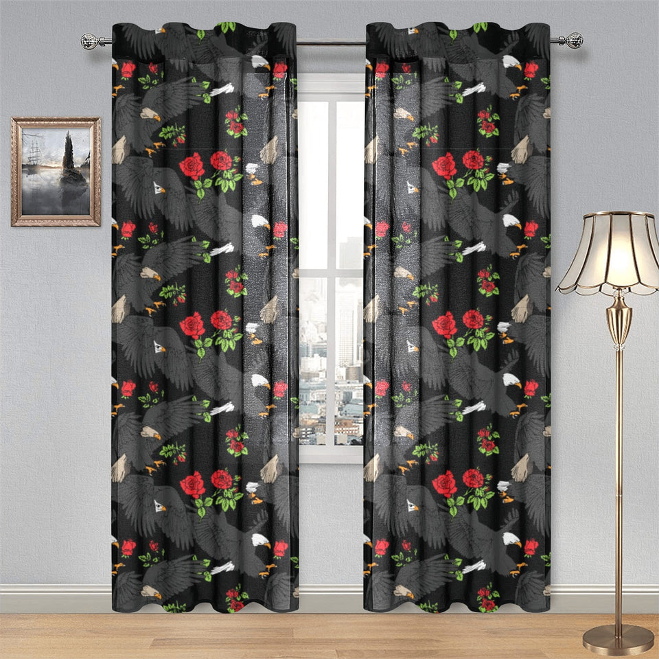 Eagle Pattern Print Design 04 Gauze Curtain