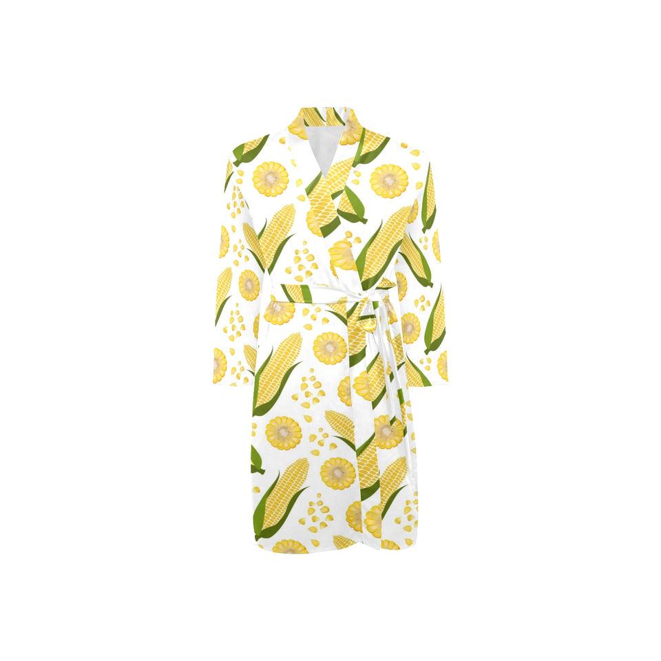 Corn Pattern Print Design 05 Men's Long Sleeve Belted Night Robe