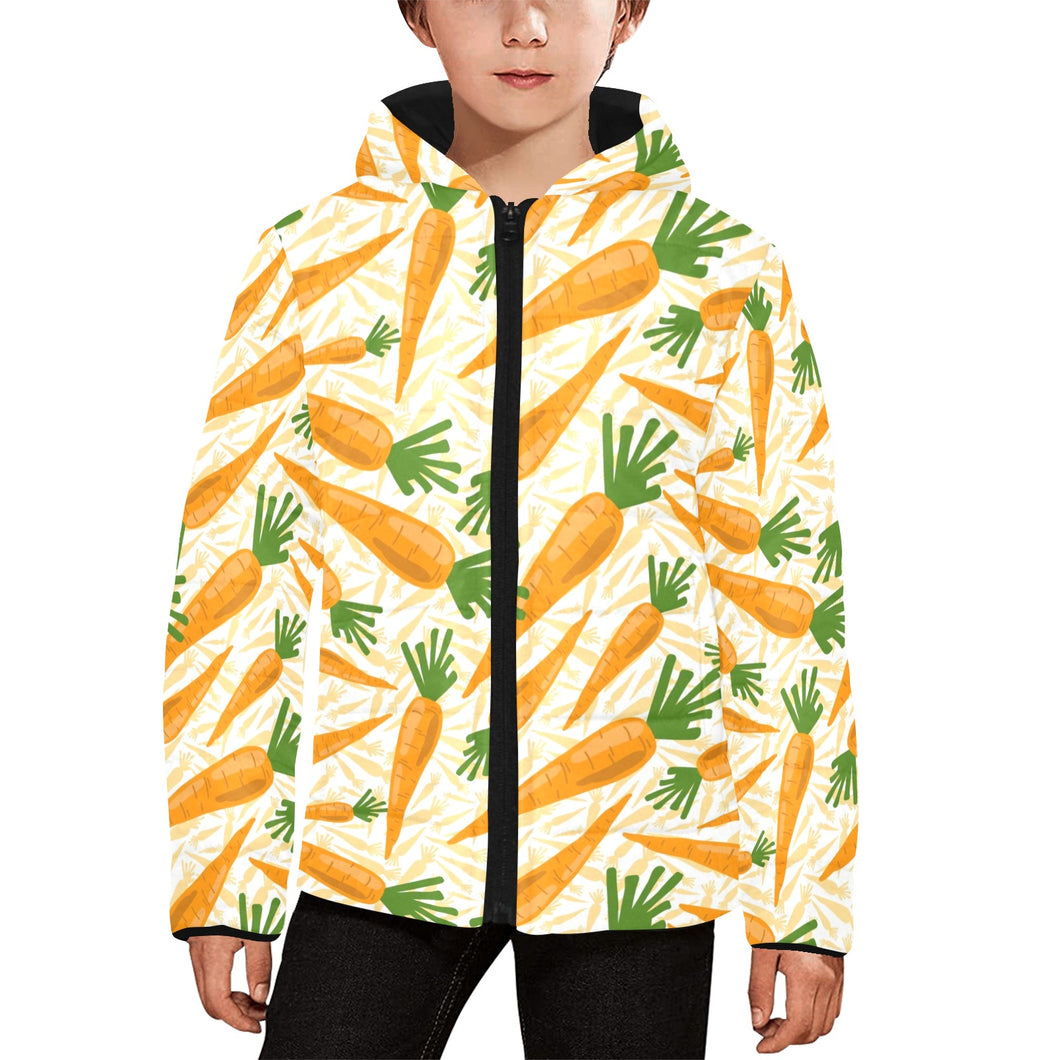 Carrot Pattern Print Design 01 Kids' Boys' Girls' Padded Hooded Jacket