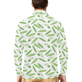 Green Peas Pattern Print Design 04 Men's Long Sleeve Polo Shirt