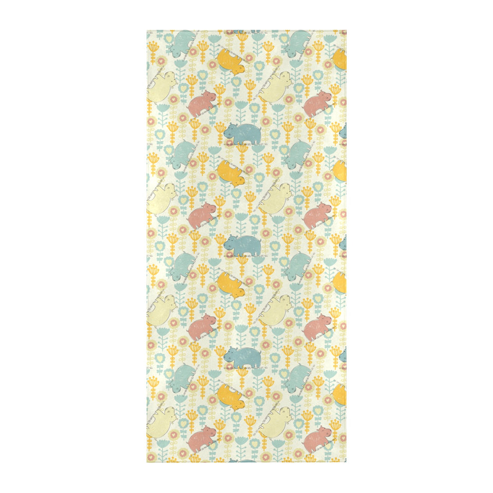 Hippopotamus Pattern Print Design 04 Beach Towel
