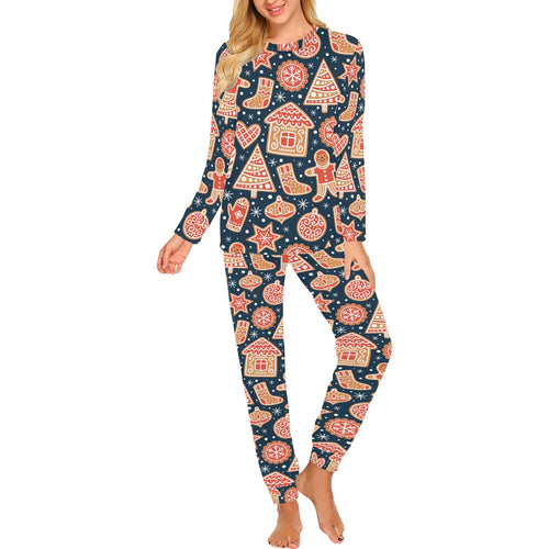 Christmas gingerbread cookie pattern Women's All Over Print Pajama Set