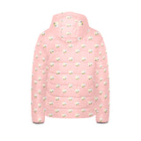 Cute hamster cheese pattern pink background Kids' Boys' Girls' Padded Hooded Jacket