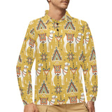 Camels ethnic motif pattern Men's Long Sleeve Polo Shirt