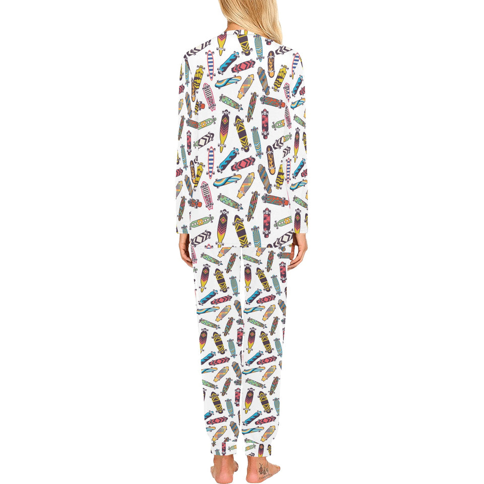 Skate Board Pattern Print Design 05 Women's All Over Print Pajama Set