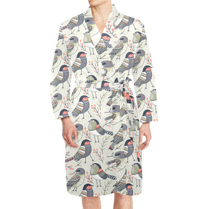 Pigeon Pattern Print Design 04 Men's Long Sleeve Belted Night Robe