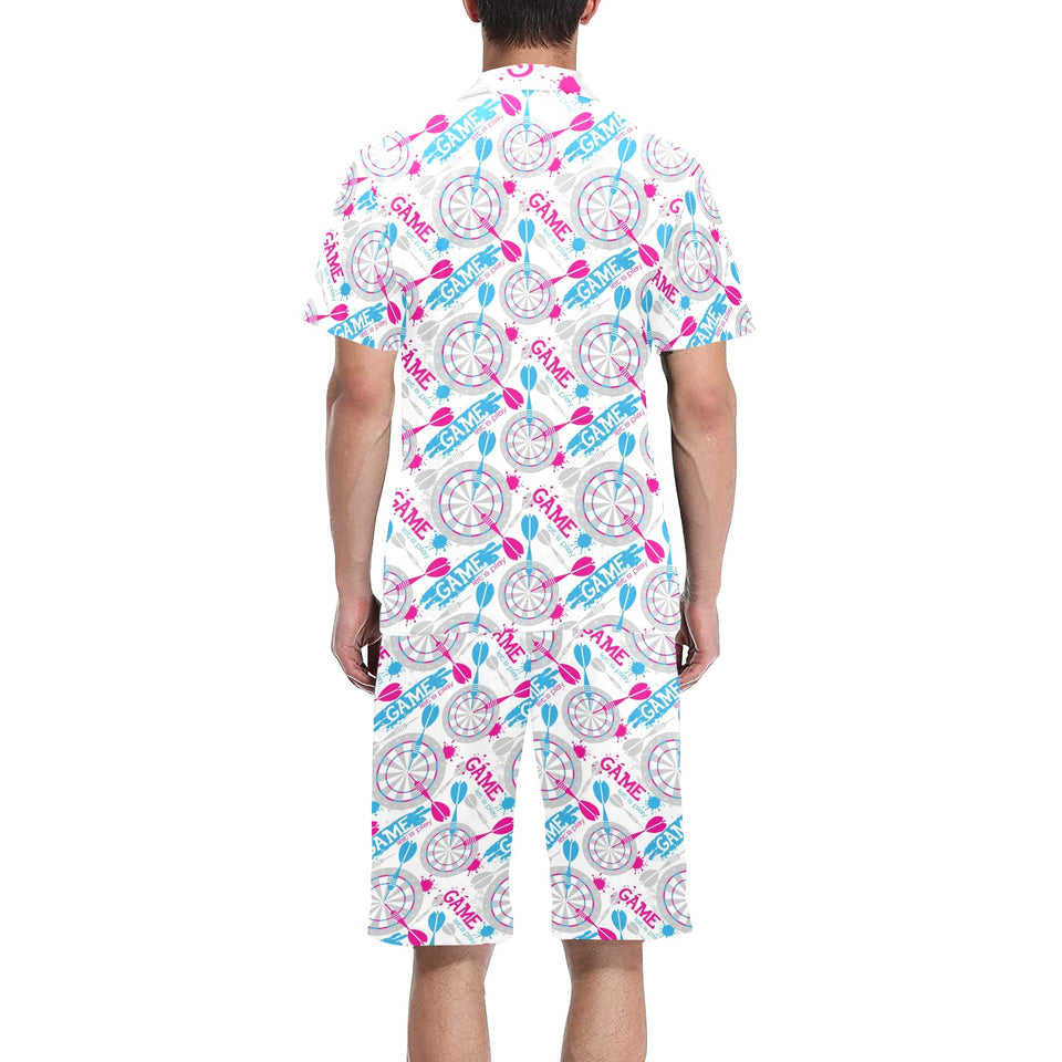 Darts Pattern Print Design 01 Men's V-Neck Short Pajama Set
