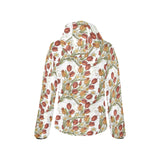 Red tulips and daffodils pattern Women's Padded Hooded Jacket