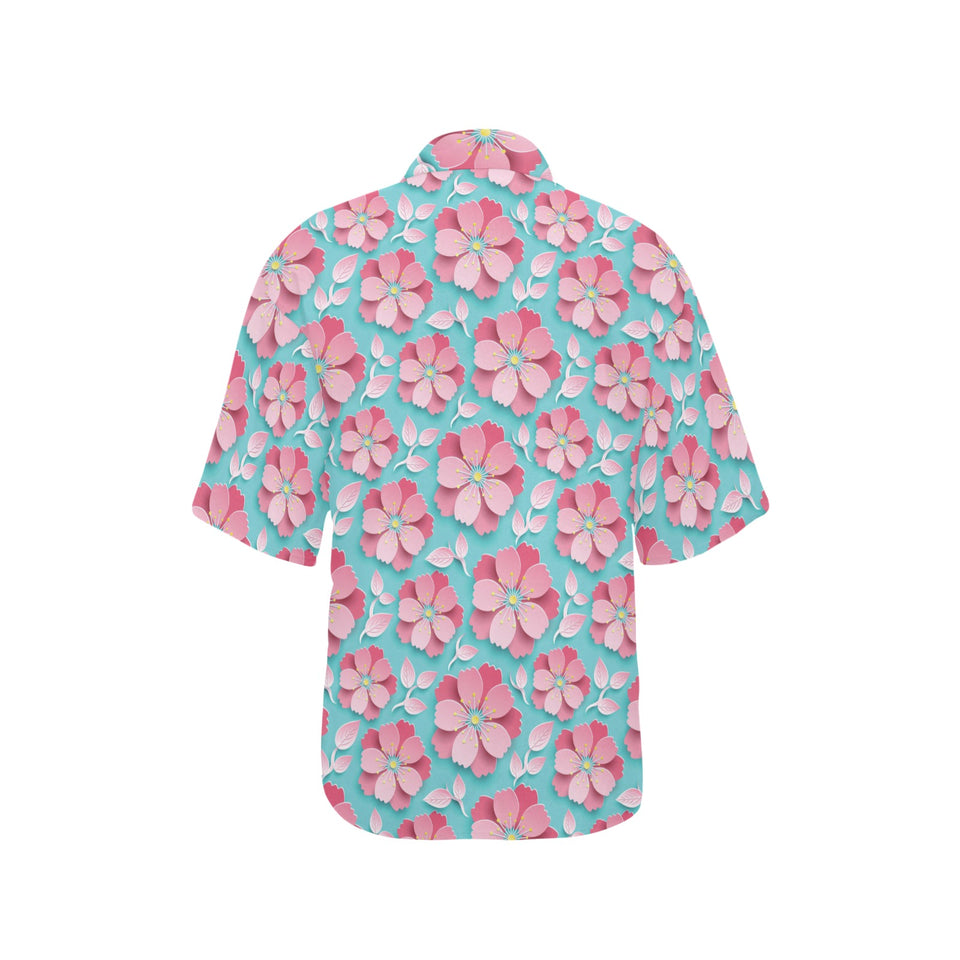 3D sakura cherry blossom pattern Women's All Over Print Hawaiian Shirt