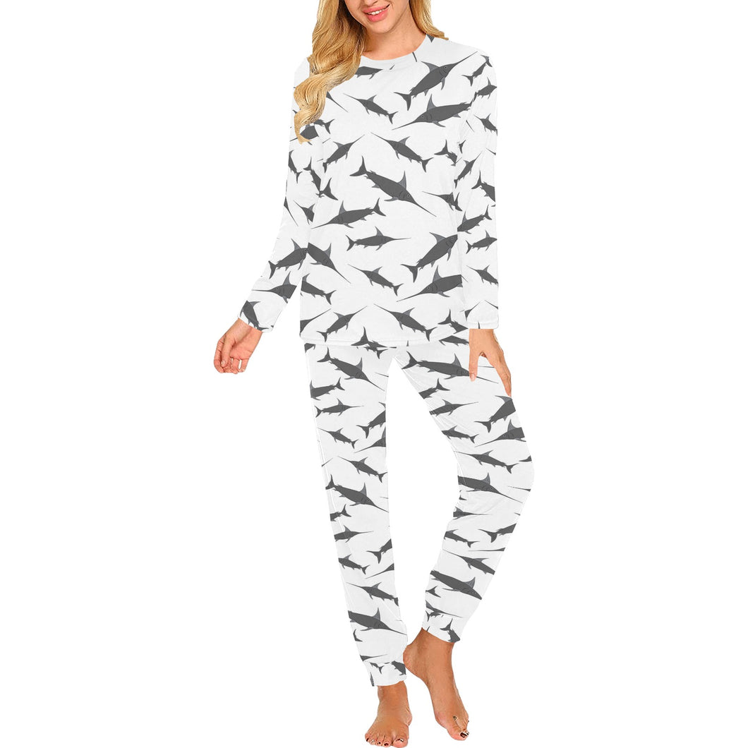 Swordfish Pattern Print Design 04 Women's All Over Print Pajama Set