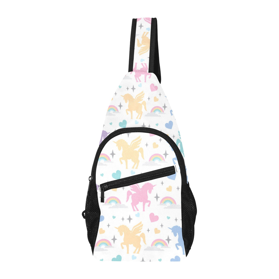 colorful unicorn rainbow heart pattern All Over Print Chest Bag