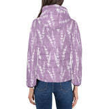 Lavender flowers purple pattern Women's Padded Hooded Jacket