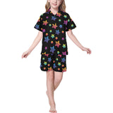Colorful star pattern Kids' Boys' Girls' V-Neck Short Pajama Set
