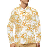 hand drawn orange fruit pattern Men's Long Sleeve Polo Shirt