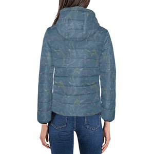Swordfish Pattern Print Design 02 Women's Padded Hooded Jacket