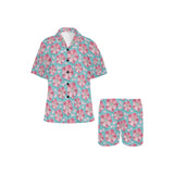 3D sakura cherry blossom pattern Women's V-Neck Short Pajama Set