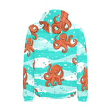 Octopuses sea wave background Men's Padded Hooded Jacket