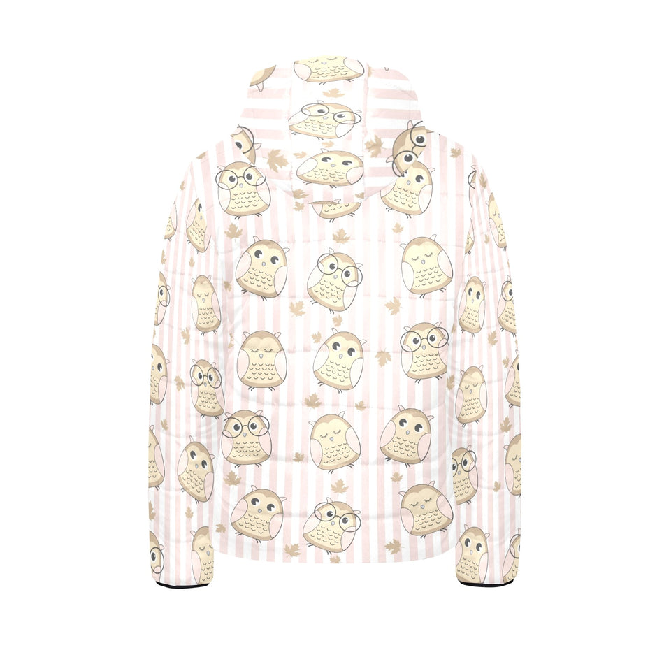 cute owl leaf Kids' Boys' Girls' Padded Hooded Jacket