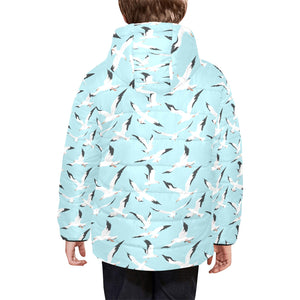 Seagull Pattern Print Design 01 Kids' Boys' Girls' Padded Hooded Jacket