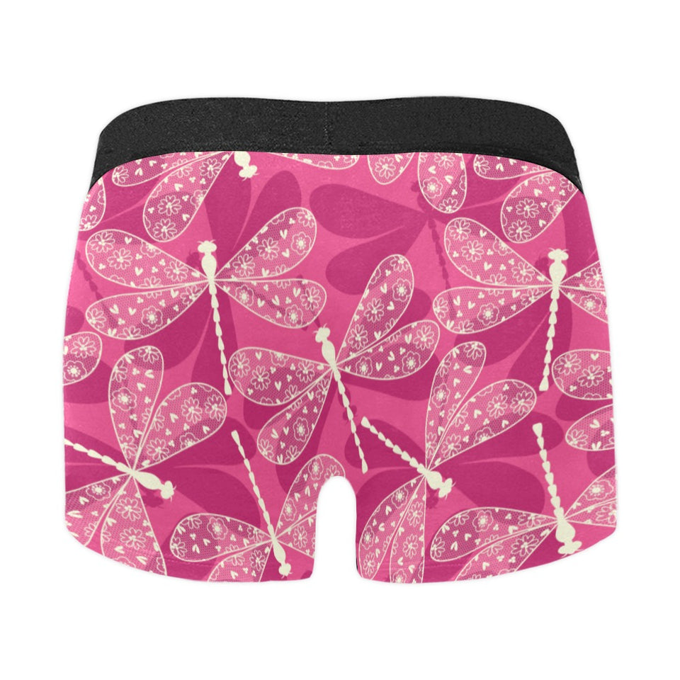 Beautiful dragonfly pink background Men's All Over Print Boxer Briefs Men's Underwear