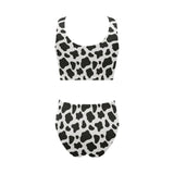Cow skin pattern Chest Bowknot High Waisted Bikini Swimsuit