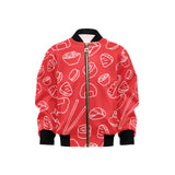 sushi pattern red background Kids' Boys' Girls' Bomber Jacket