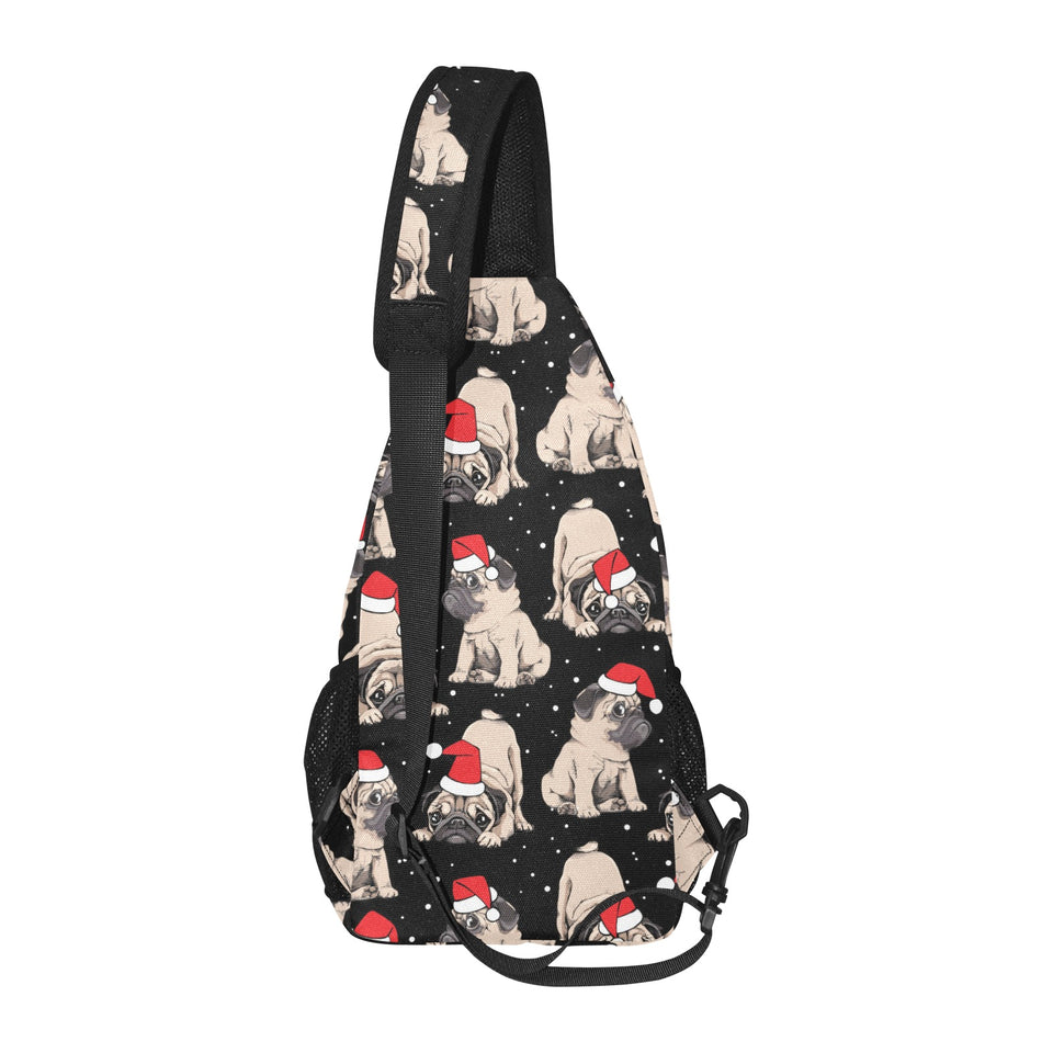 Christmas Pugs Santa_s red cap pattern All Over Print Chest Bag