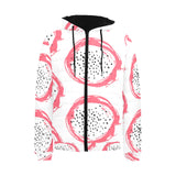 Hand drawn dragon fruit Men's Padded Hooded Jacket