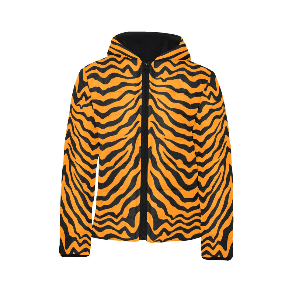 Bengal tigers skin print pattern Kids' Boys' Girls' Padded Hooded Jacket