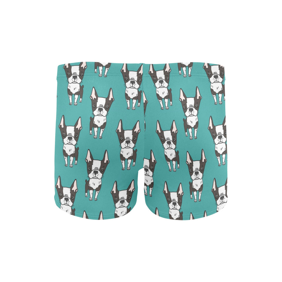 Hand drawn boston terrier dog pattern Men's Swimming Trunks