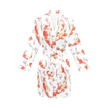 Watercolor Koi Fish Carp Fish pattern Women's Long Sleeve Belted Night Robe