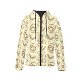 Windmill Wheat pattern Women's Padded Hooded Jacket