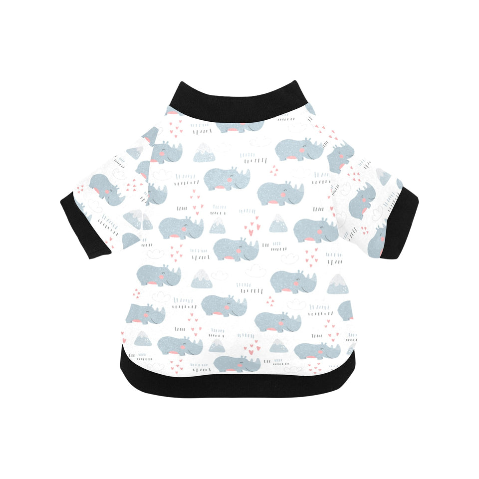 cute rhino heart pattern All Over Print Pet Dog Round Neck Fuzzy Shirt