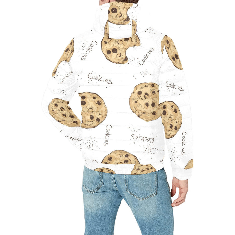 Sketch style cookie pattern Men's Padded Hooded Jacket