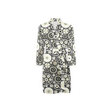 Gear Pattern Print Design 02 Men's Long Sleeve Belted Night Robe