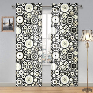 Gear Pattern Print Design 02 Gauze Curtain