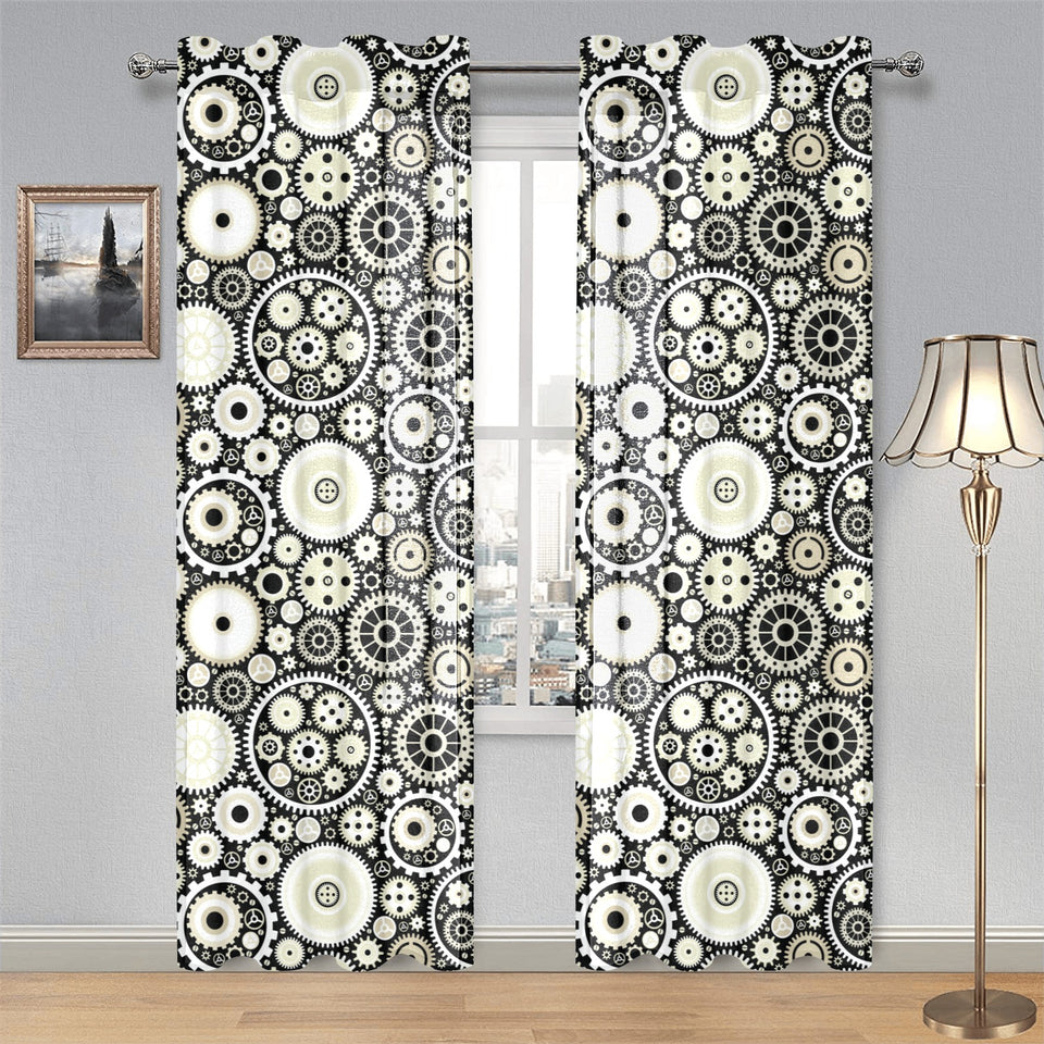 Gear Pattern Print Design 02 Gauze Curtain