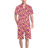 Popcorn Pattern Print Design 02 Men's V-Neck Short Pajama Set