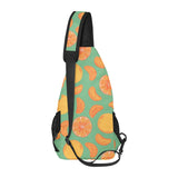 orange fruit pattern green background All Over Print Chest Bag
