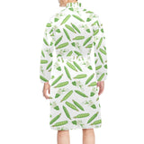 Green Peas Pattern Print Design 04 Men's Long Sleeve Belted Night Robe