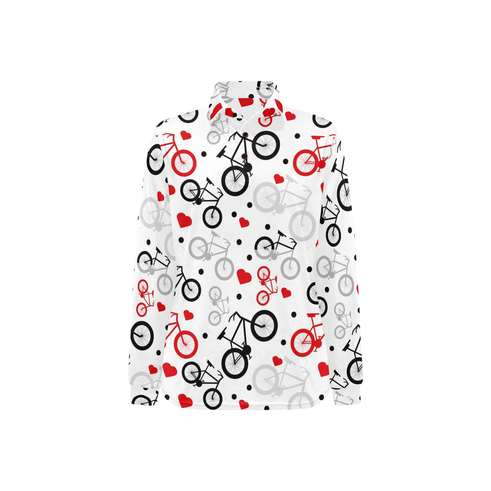 Bicycle Pattern Print Design 04 Women's Long Sleeve Polo Shirt
