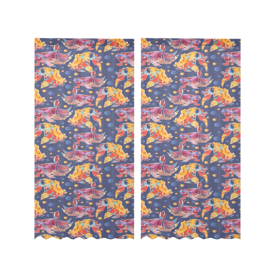 Goldfish Pattern Print Design 05 Gauze Curtain