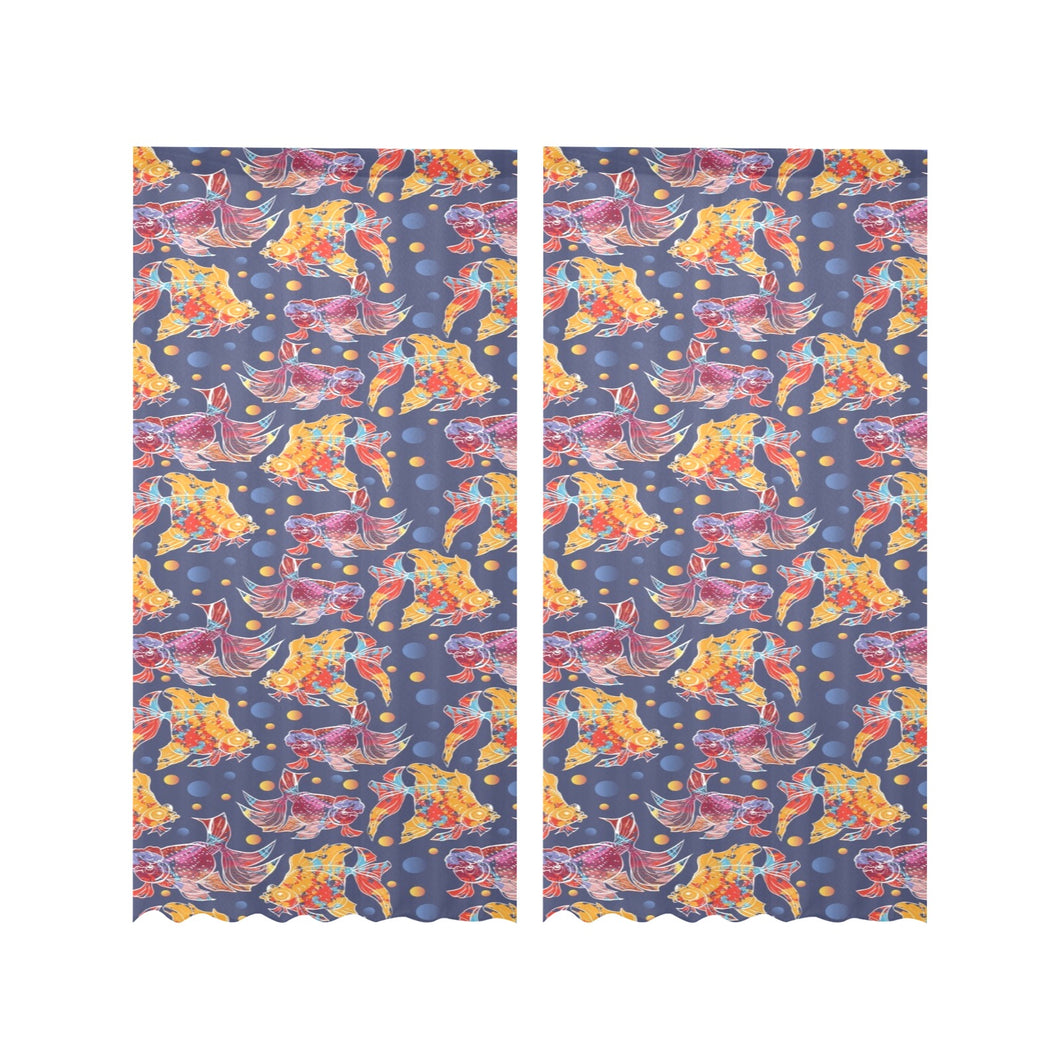 Goldfish Pattern Print Design 05 Gauze Curtain