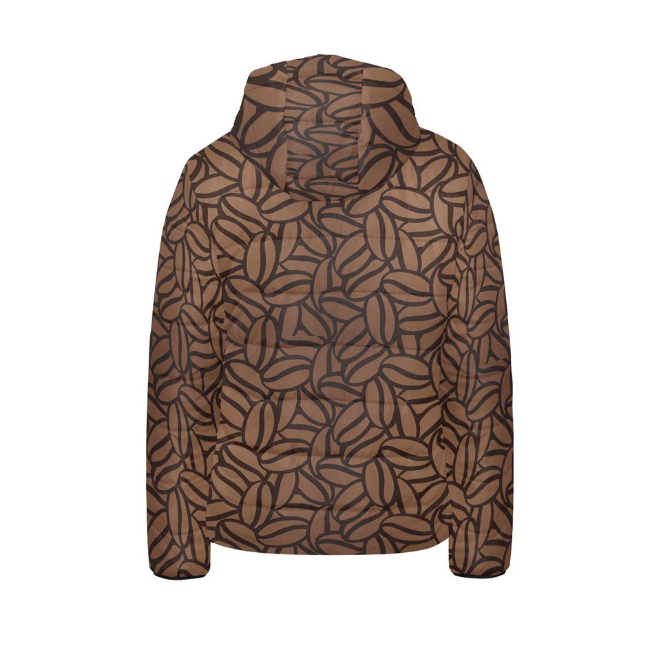 coffee bean pattern Kids' Boys' Girls' Padded Hooded Jacket