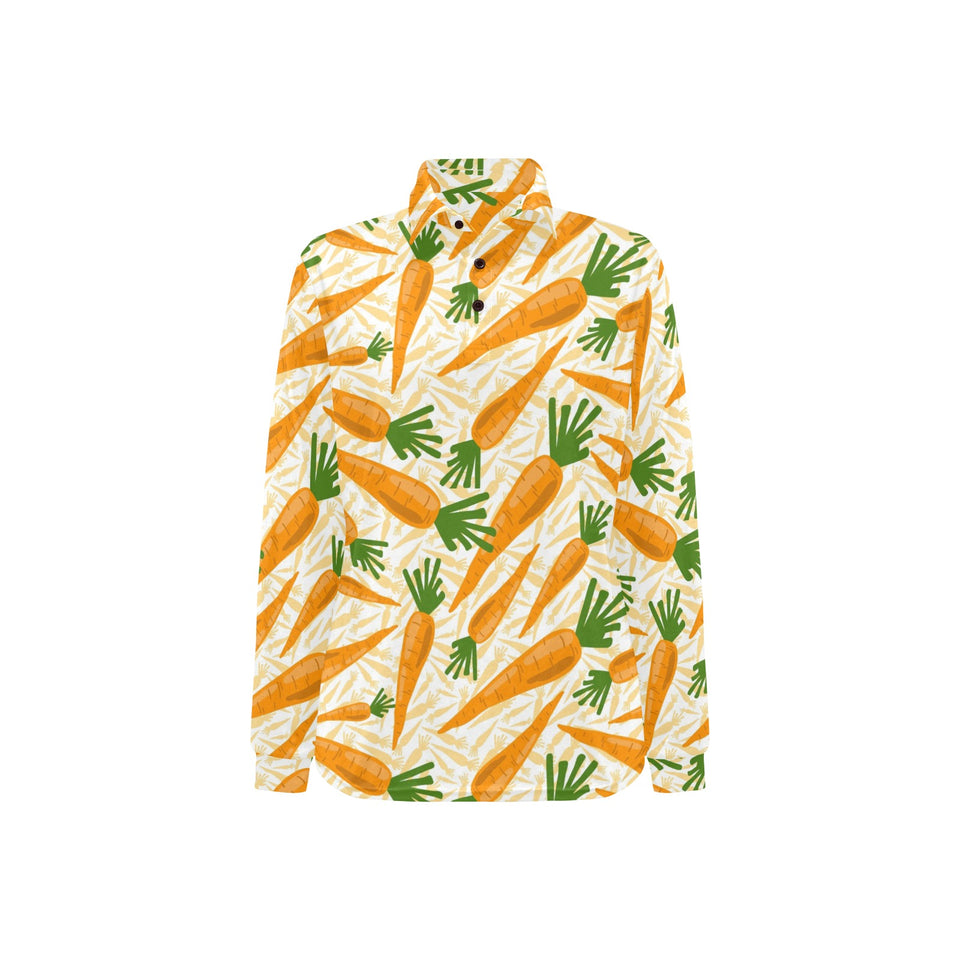 Carrot Pattern Print Design 01 Women's Long Sleeve Polo Shirt