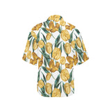yellow tulips pattern Women's All Over Print Hawaiian Shirt