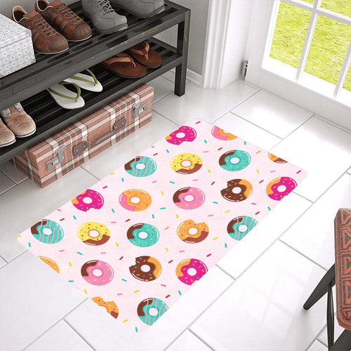 Donut pattern glaze pink background Doormat
