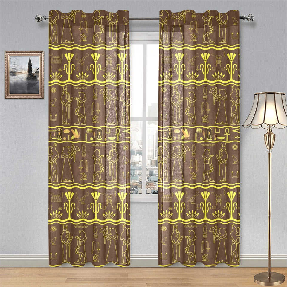 Egypt Hieroglyphics Pattern Print Design 03 Gauze Curtain