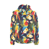 Colorful parrot flower pattern Men's Padded Hooded Jacket