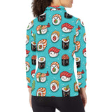 Cute sushi pattern Women's Long Sleeve Polo Shirt